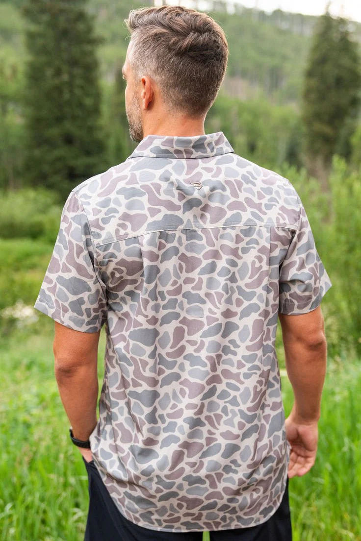 BURLEBO Performance Button Up - Classic Deer Camo