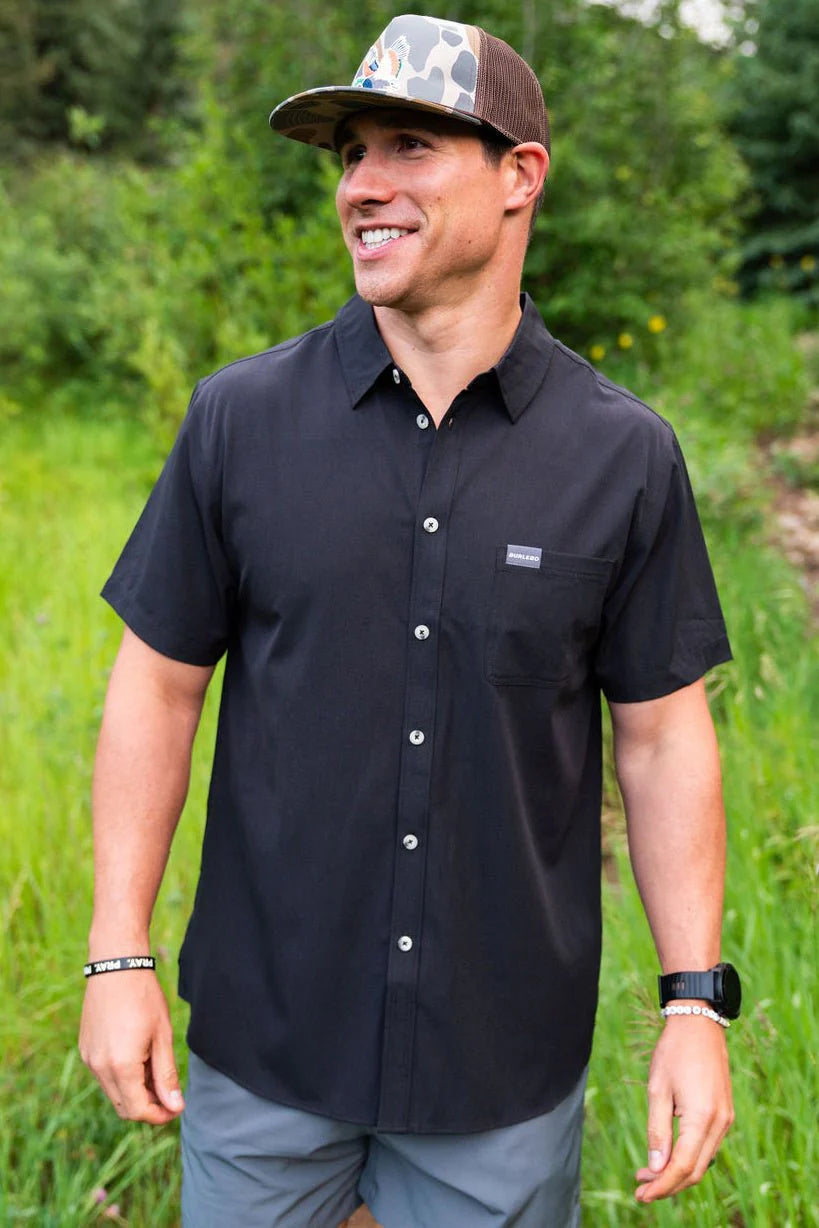 BURLEBO Performance Button Up - Heather Black