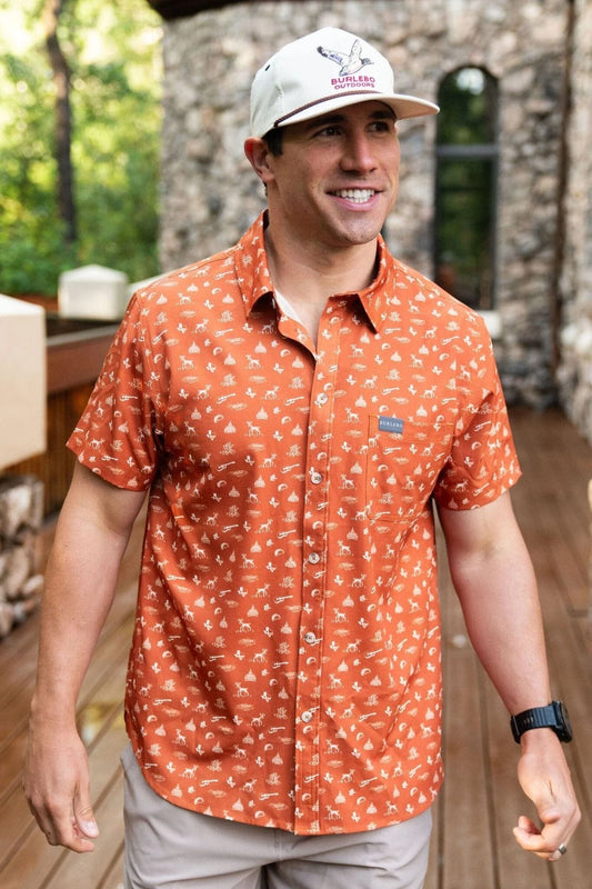 BURLEBO Performance Button Up - Lone Star State Orange