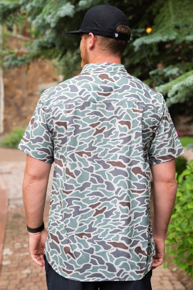 BURLEBO Performance Button Up - Retro Duck Camo