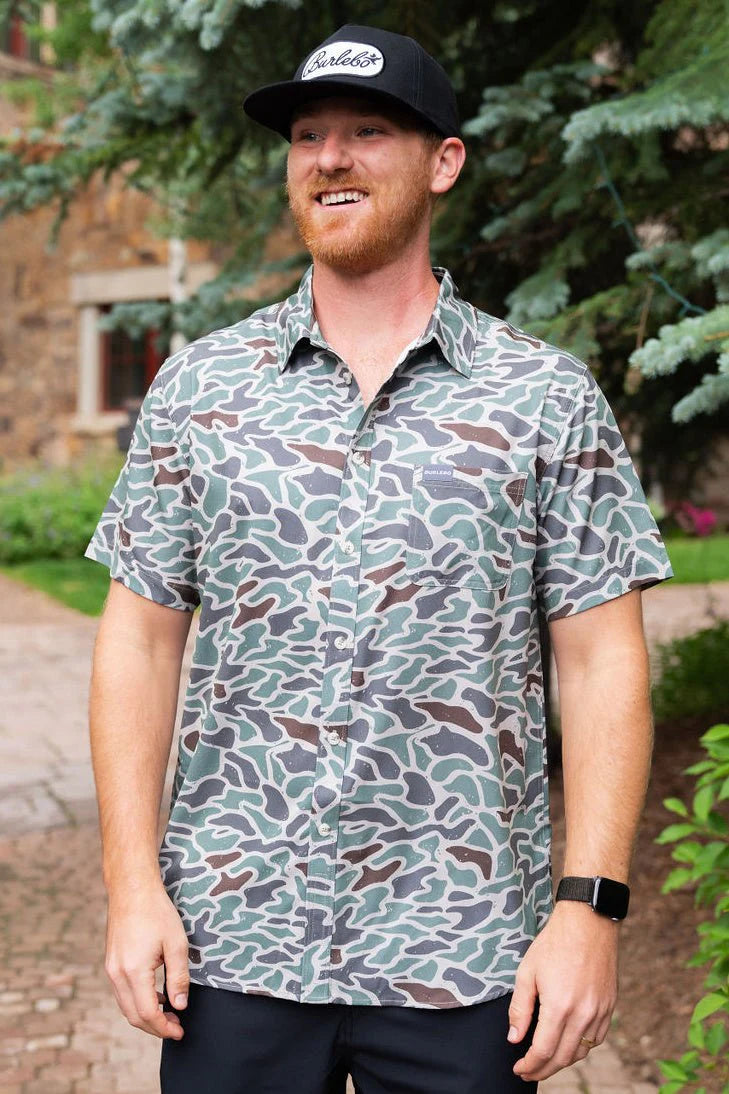 BURLEBO Performance Button Up - Retro Duck Camo