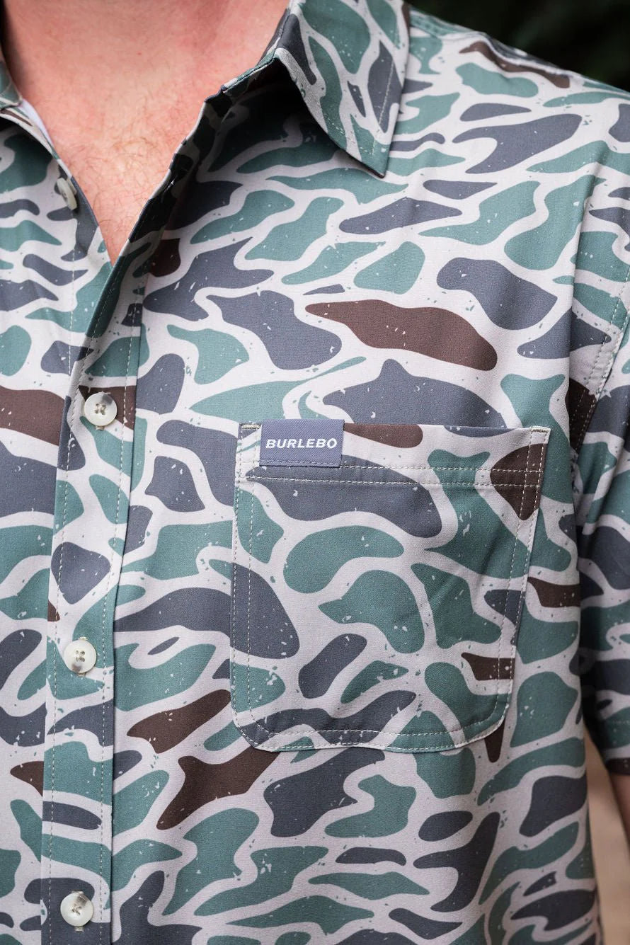 BURLEBO Performance Button Up - Retro Duck Camo