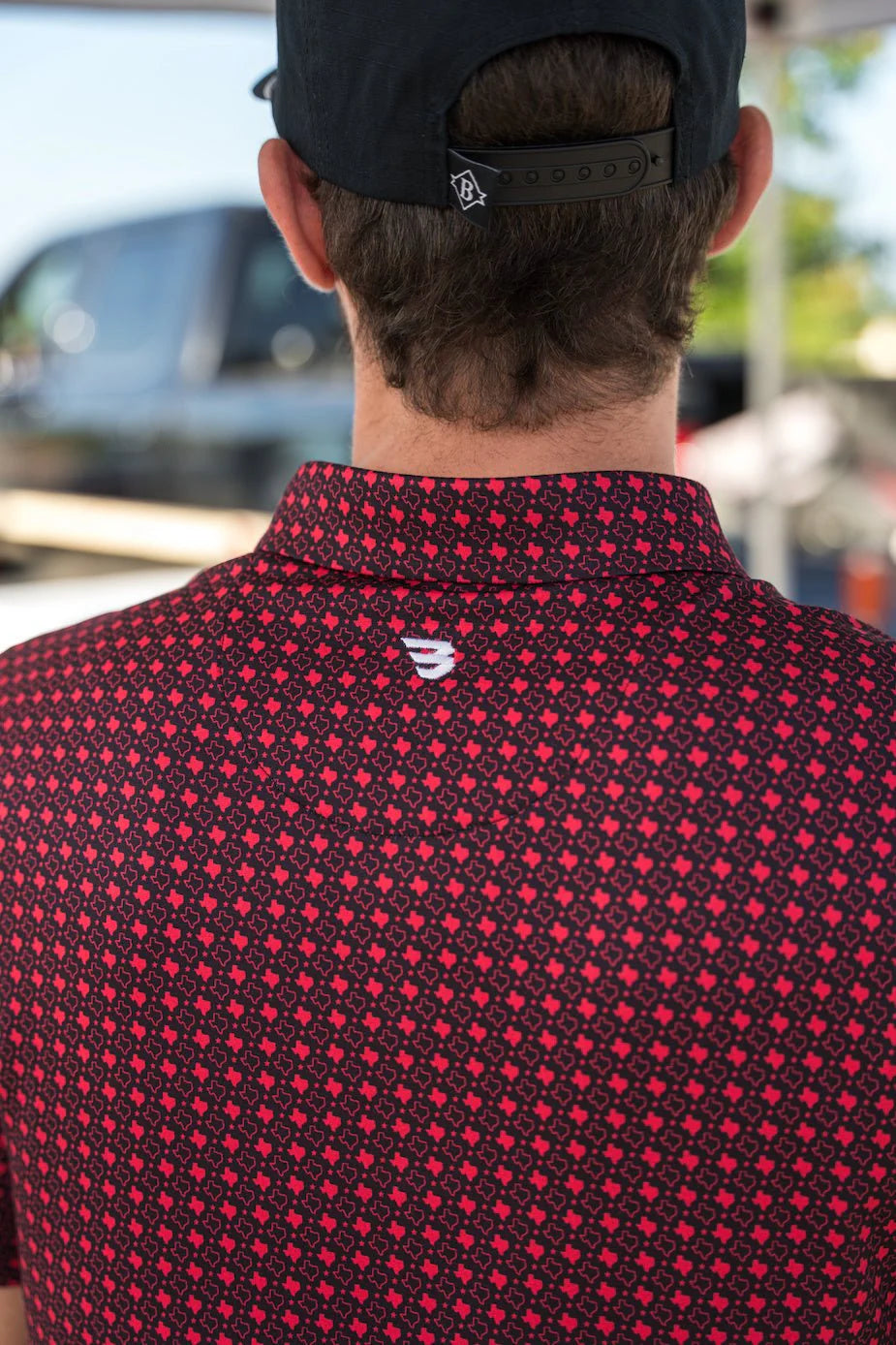 BURLEBO Performance Polo - Texas Black & Red