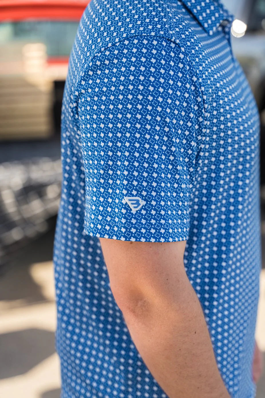 BURLEBO Performance Polo - Texas Blue & White