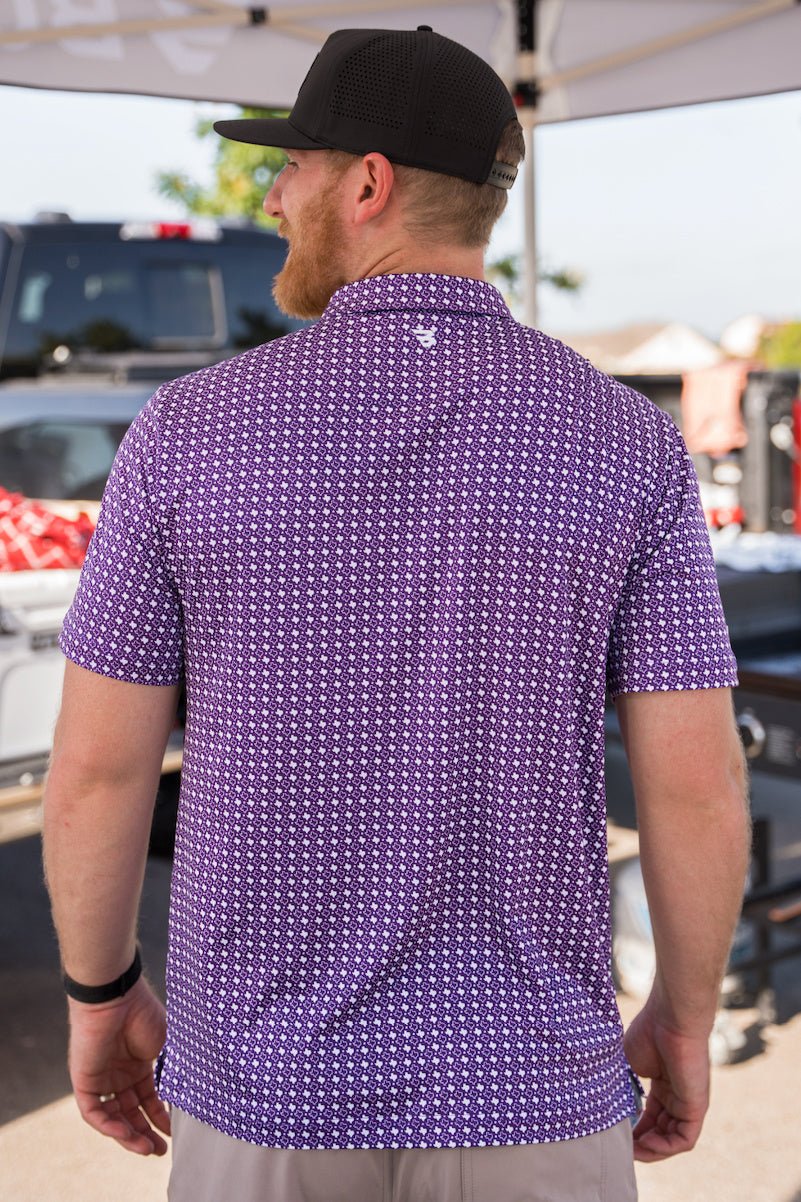 BURLEBO Performance Polo - Texas Purple & White