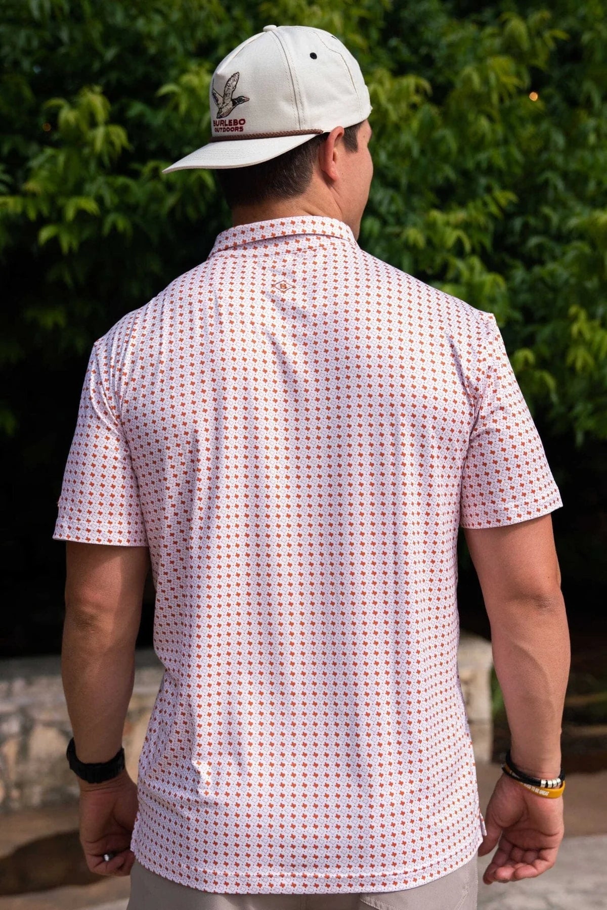 BURLEBO Performance Polo - Texas Orange & White