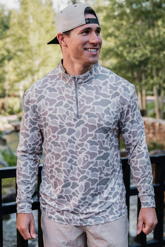 BURLEBO Performance Quarter Zip - Classic Deer Camo