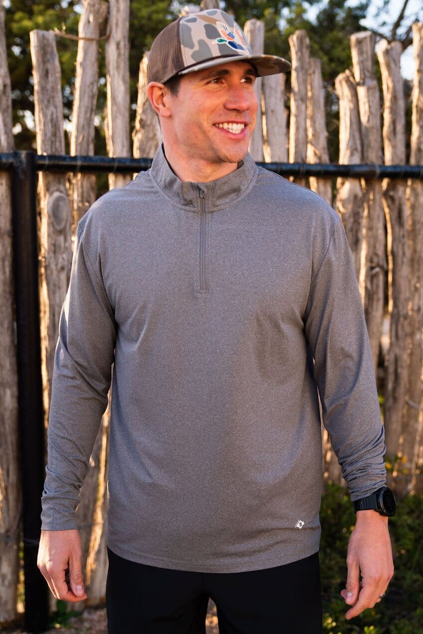 BURLEBO Performance Quarter Zip - Dark Heather Grey