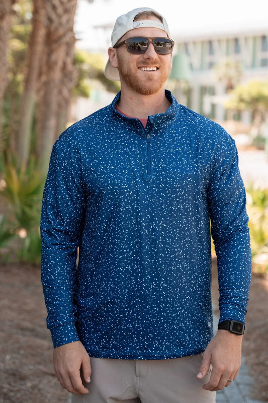 BURLEBO Performance Quarter Zip - Navy Speckled