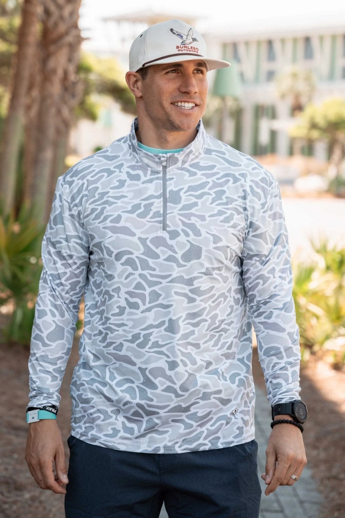 BURLEBO Performance Quarter Zip - White Camo