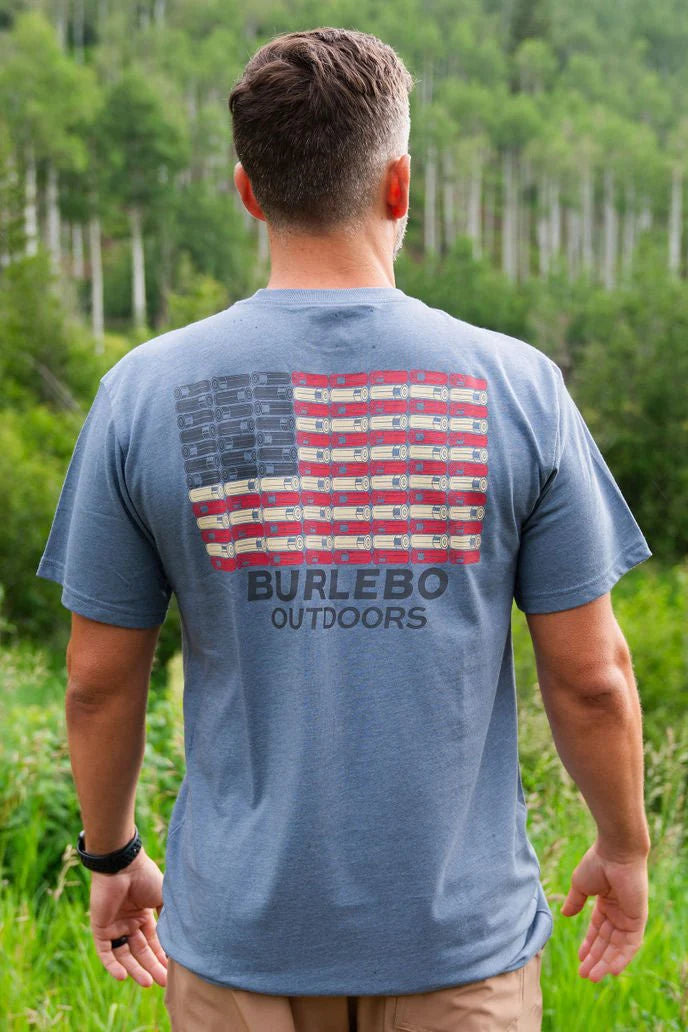 BURLEBO Shotgun Shell Flag - SS - Heather Blue Jean