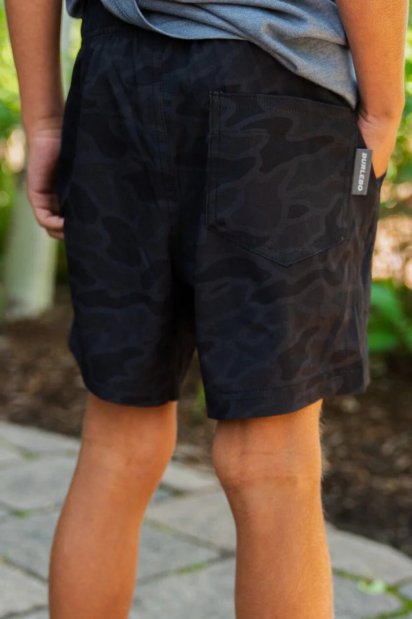 BURLEBO Youth Athletic Shorts - Black Camo - Black Liner