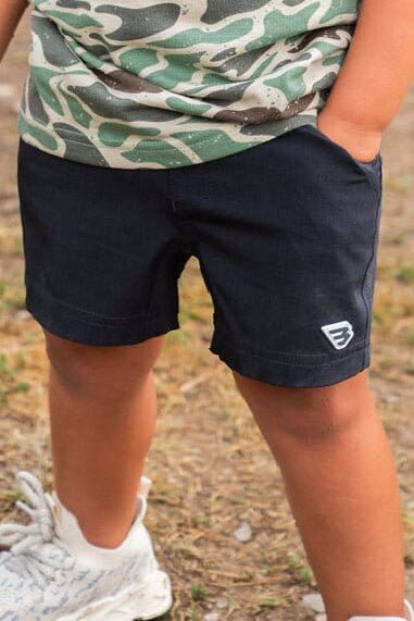 BURLEBO Youth Athletic Shorts - Heather Black - Retro Duck Camo Liner