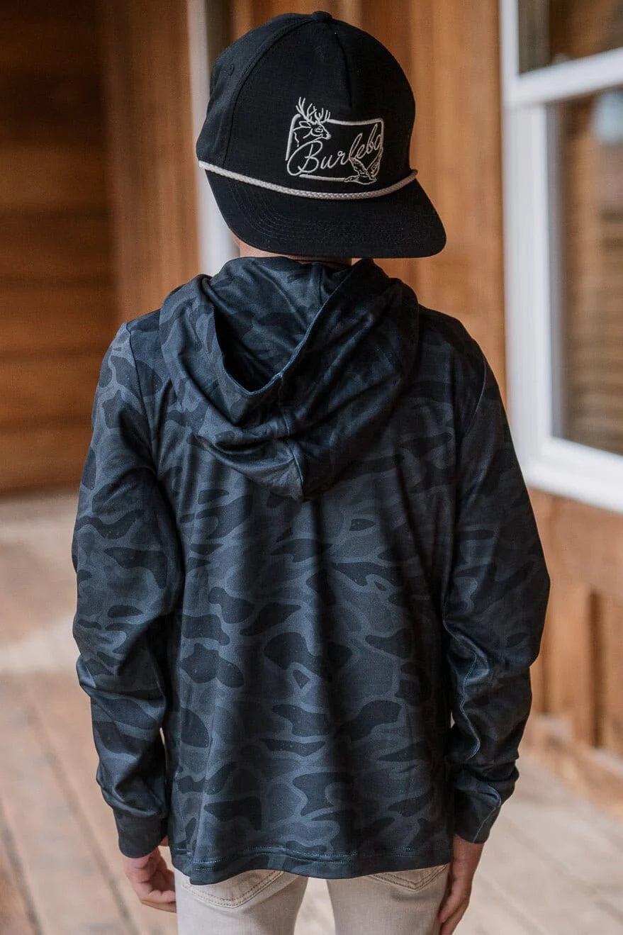 BURLEBO Youth Hoodie - Black Camo