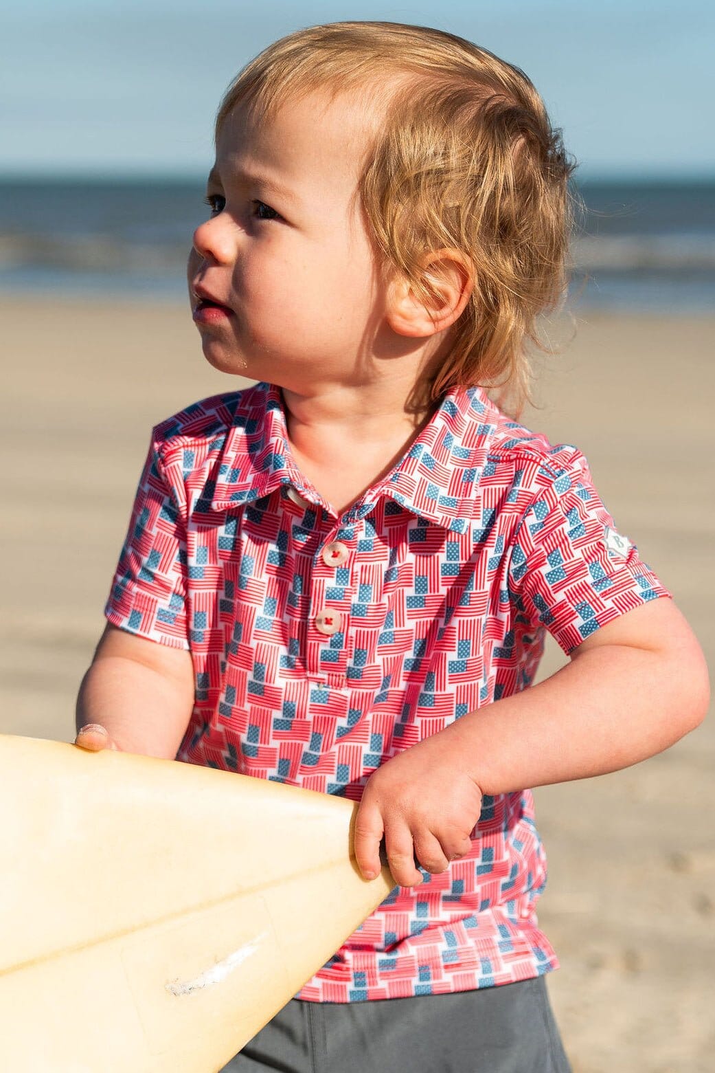 BURLEBO Youth Polo - American Flag Print